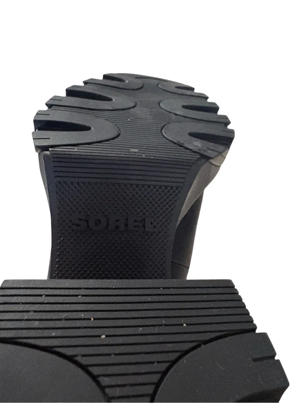 Sorel size 7.5 brex booties heeled Black Front-Zip Chunky Lug Heel Ankle Boots